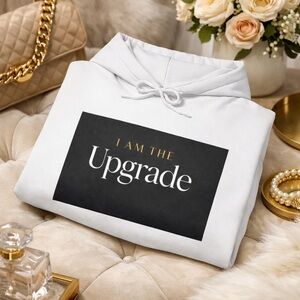 I Am The Upgrade™ Luxury Hoodie – Black & White | Confidence Collection